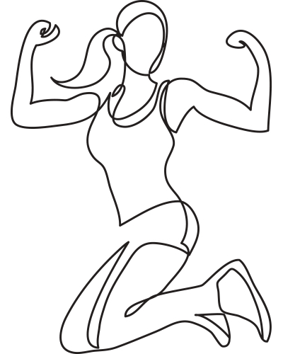 Line drawing of a strong woman.