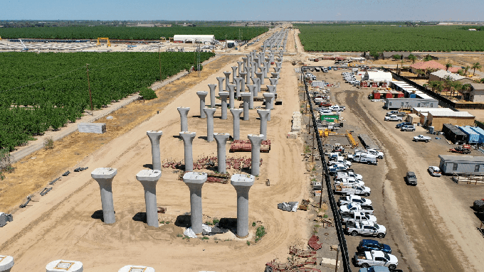 Image caption: The Hanford Viaduct, the largest structure of the High Speed Rail project currently under construction, will span more than a mile in length.