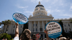 Protesters gathered at the California Capitol rally against abortion measures before the Legislature on June 22, 2022.