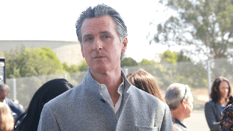 Image caption: California Governor Gavin Newsom speaking with participants at a September Climate Commitment press conference in Vallejo, CA.