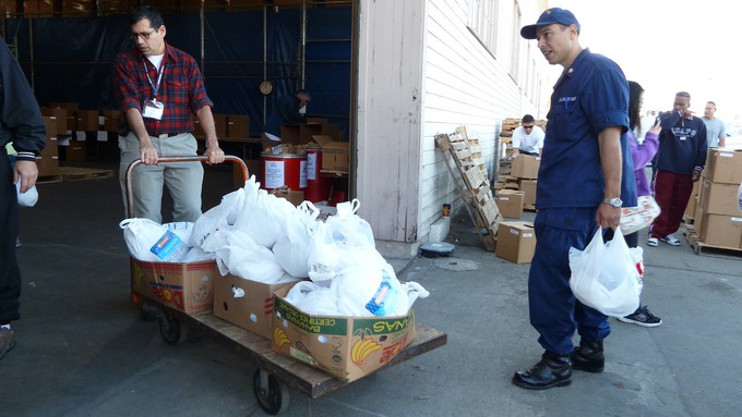 Image caption: Food banks, meant as emergency aid, are now permanent food sources as many Californians face hunger.