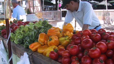 Image caption: CalFresh beneficiaries may soon no longer be able to use their EBT cards at their local farmers' market.