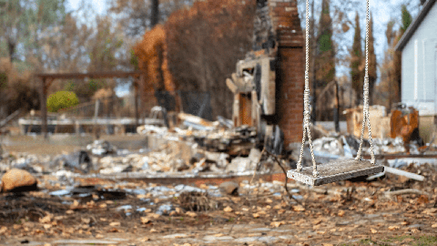 Image caption: Before: The Camp Fire destroyed 90 percent of the homes in Paradise in November 2018.