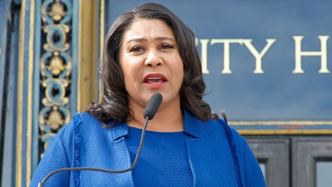 Image caption: London Breed, in her first term as mayor, will run for a second term in November.