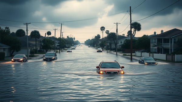 A road in Florida flooded by the massive rains brought by Hurricane Helene.