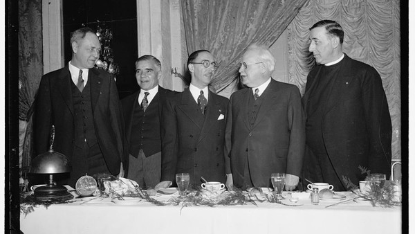 Rotarians fete foreign diplomats, Washington, D.C.,  February 24, 1937,  On the left and right are the presidents of two local Rotary clubs, along with the ambassadors of Russia, Italy and Germany.