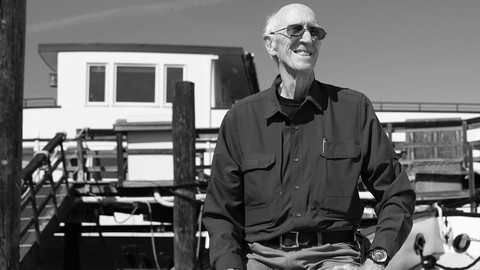 Image caption: Stewart Brand, who helped create the online world as we know it, lived much of his real life on a houseboat in Sausalito.
