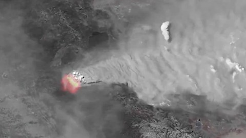 Image caption: The Caldor Fire in El Dorado County, seen via satellite photo.