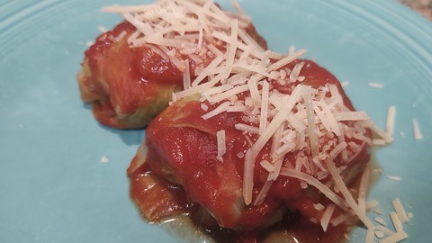 Image caption: These cabbage rolls make use of leftover rice pilaf. Lemon brightens the meatless filling.