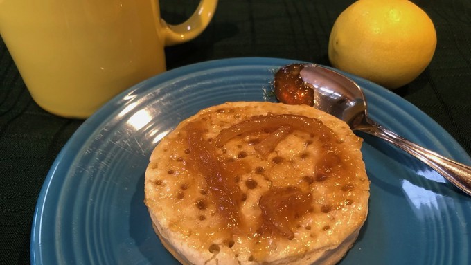 Lime marmalade is a delicious topping for a toasted crumpet or any breakfast bread. (Yes, that's a ripe lime in the background.)