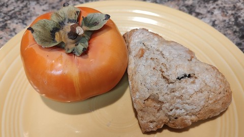 Image caption: The firmer Fuyu persimmon is the fruit featured in this delicious scone.