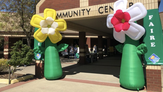 Huge air-filled flowers greet visitors to last year's Garden Faire at the Maidu Community Center. This year's event will be Saturday from 9 a.m. to 3 p.m.