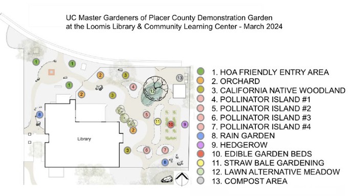 This map shows the various planting areas for the new demonstration garden.