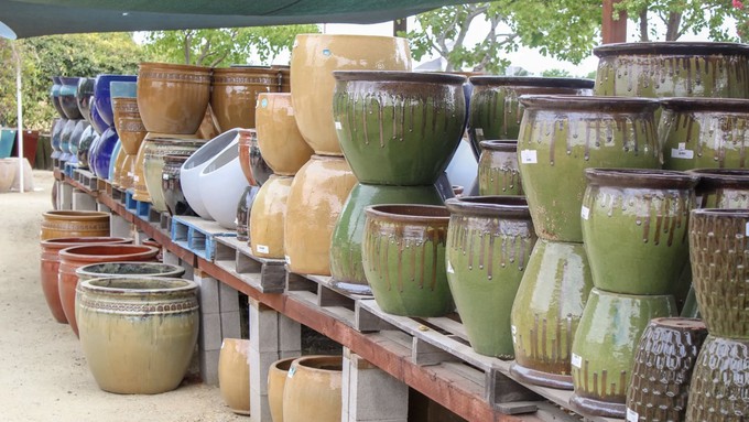 Plant containers in many sizes and colors are featured at The Secret Garden in Elk Grove.