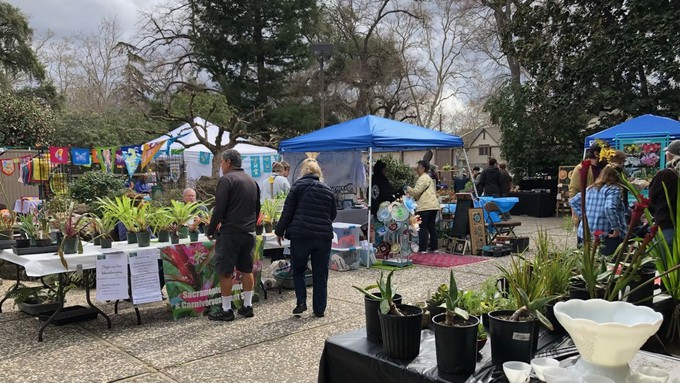 Plants, crafts, floral arrangements, outdoor art, ceramics and more will be available for purchase during the Shepard Center Spring Sale this weekend. This photo shows several booths from the 2022 Spring Sale.