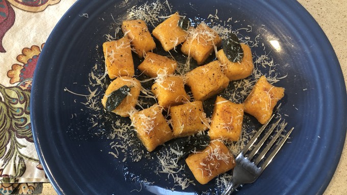 A sweet potato plus ricotta, flour and Parmesan are the ingredients needed to make these delicious gnocchi.