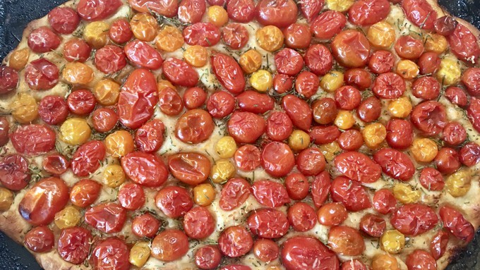 We have 15 tomato-centric recipes to share in Taste Summer! including this Cherry Tomato Focaccia.