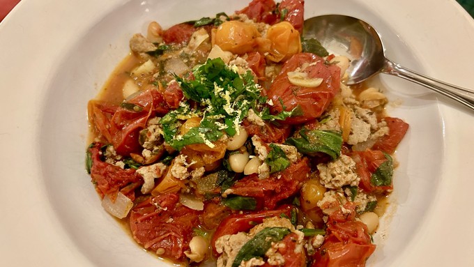 Is it stew or soup? Does it matter? This roasted tomato and white bean dish is warm, filling and delicious.