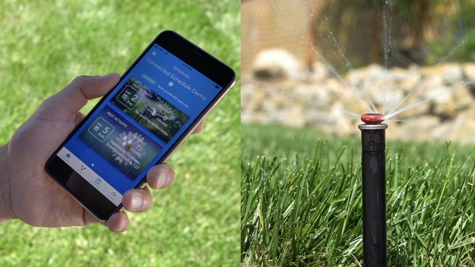Smart irrigation controllers can be controlled via an app on your phone. Water-efficient rotary nozzles put water where it's needed with little or no run-off.