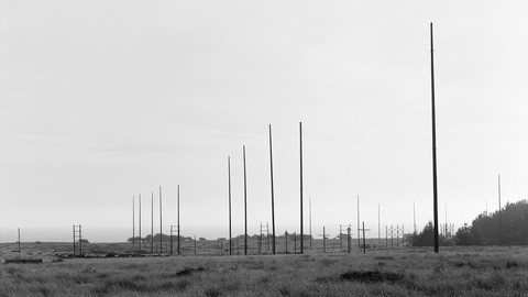 Image caption: Spreading the word on Monterey Art Museum’s latest show (pictured above, Marconi radio transmitters on Point Reyes Station)