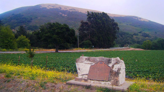 Image caption: A historical marker commemorates the Battle of Natividad, which took place in the Salinas Valley.
