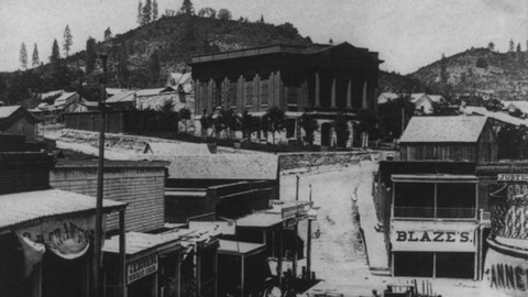 Image caption: Nevada County's courthouse, as it appeared in 1866.