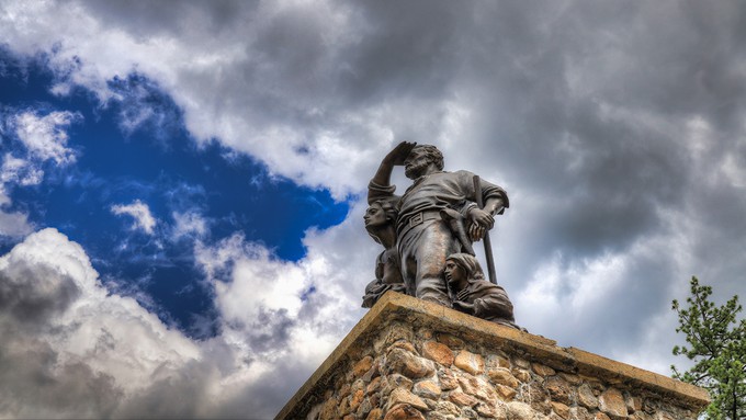 Image caption: The Pioneer Monument at Donner Pass marks a museum and state park dedicated to the emigrants who crossed the Sierra Nevada.