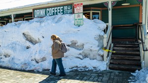 Truckee saw its share of the 2022-2023 snowpocalyse, as seen at this downtown coffee shop on Donner Pass Road.