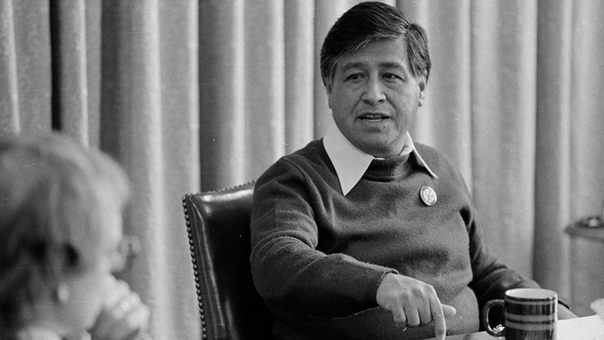 Image caption: César Chávez in 1979, originally photographed for U.S. News & World Report.