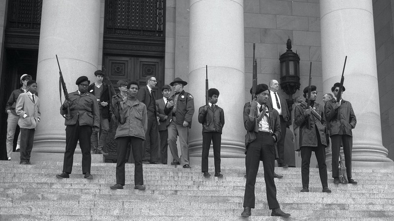 Black Panthers at the California Capitol in 1967, an incident that sparked the gun control movement.