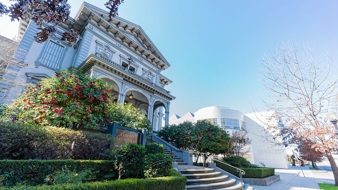 Image caption: From Past to Present: The range of California art in the museums listed below is represented by the Crocker Art Museum’s exterior: one half completed in 1872, the other added in 2010.