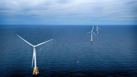 Image caption: Building new wind farms off the California coast is the next step in meeting the state's goal of 100 percent renewable energy by the year 2045.