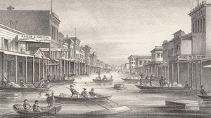 J and K streets in downtown Sacramento during the Great Flood of 1862. Another great flood could be on the way.