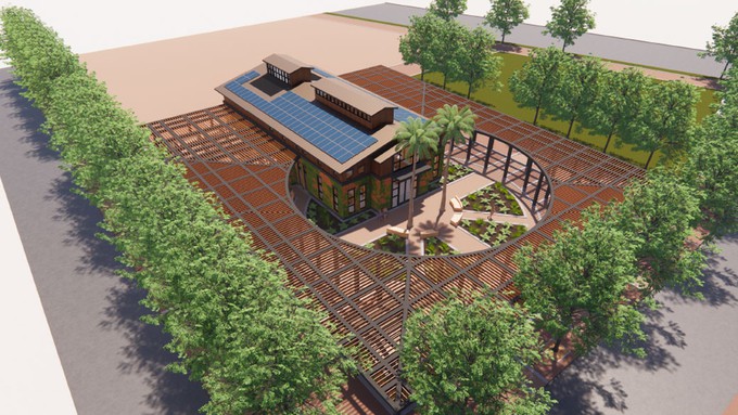 Image caption: Archtitectural rendering of the design for the Alice Waters Institute for Edible Education.