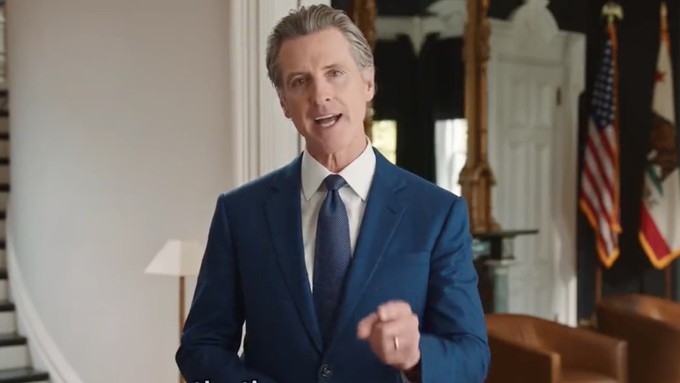 Image caption: Newsom announced his push for a Constitutional Amendment to regulate guns on his Twitter account.
