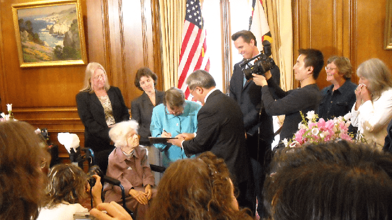 Del Martin and Phyllis Lyon were married twice in San Francisco: in 2004, when Mayor Gavin Newsom began issuing same-sex marriage licenses, and again in 2008 (pictured).