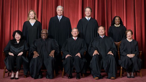 Image caption: Six of the nine Supreme Court justices, all appointed by Republican presidents, have voted to end affirmative action.