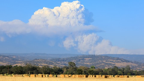 Image caption: A Pyrocumulus cloud generated by the Dixie Fire in July, 2021.