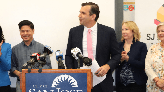 Image caption: Mayor Sam Liccardo was on the San Jose City Council when a judge ruled that personal emails of public officials are public records. That decision set the precedent for the lawsuit he now confronts.