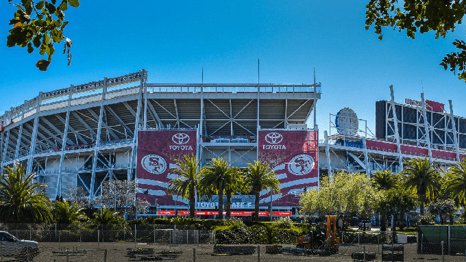 Image caption: Levi's Stadium, which is owned by the city of Santa Clara and leased to the San Francisco 49ers, has become a virtual battleground.