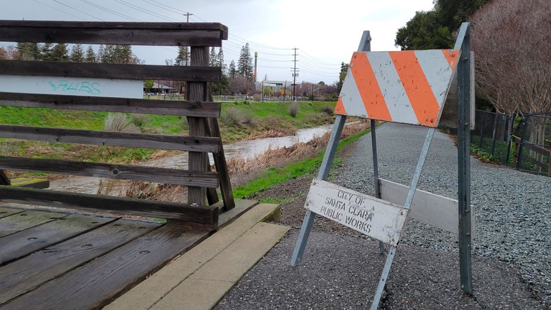 Winter storms can lead to flooding in Santa Clara County’s creeks, such as this January 2022 incident on San Tomas Aquino Creek.