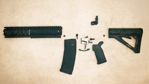 Parts of a ghost gun—one of the newest type of weapons in the criminal arsenal.