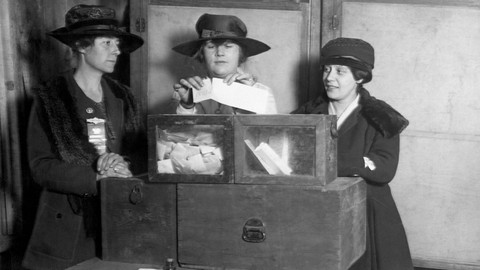 Image caption: The League of Women Voters is about the same age as women’s right to vote.