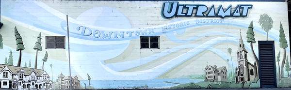 The Ultramat Mural welcomes you to the Downtown Historic District.