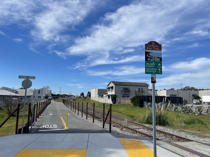 At the east side of the intersection with Almar Avenue.
Note the way finding signage.