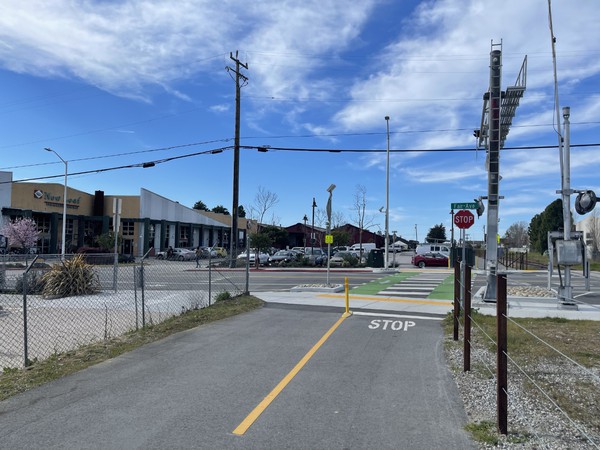 Looking east toward the intersection at Fair Avenue and the New Leaf market.
This part of the Santa Cruz west side is home to wineries, breweries and other amenities.