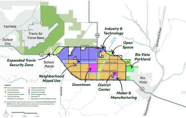 Map of the different zones in the proposed new community.