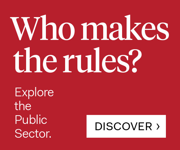 Ad for California local. Who makes the rules? Find the public sector - discover. Click here