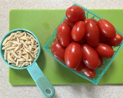 Sliver almonds and a pint of cherry tomatoes