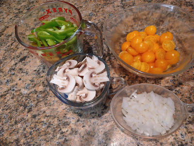 Bowls of chopped ingredients